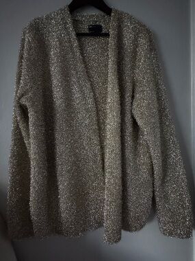 Women’s Metallic Open-Front Cardigan Sweater - Gold